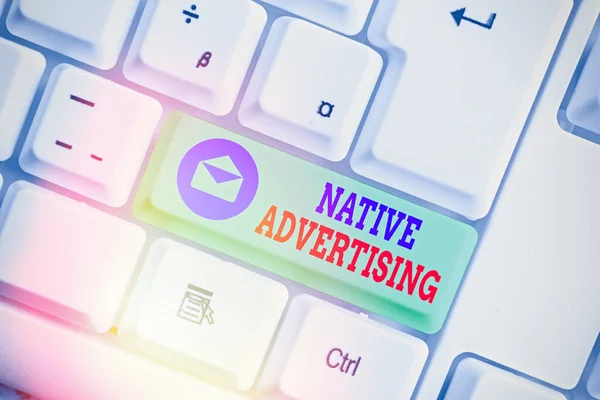 Word writing text Native Advertising. Business concept for Online Paid Ads Match the Form Function of Webpage.