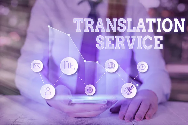Writing note showing Translation Service. Business photo showcasing the Equivalent Target Language from the Mother Tongue.