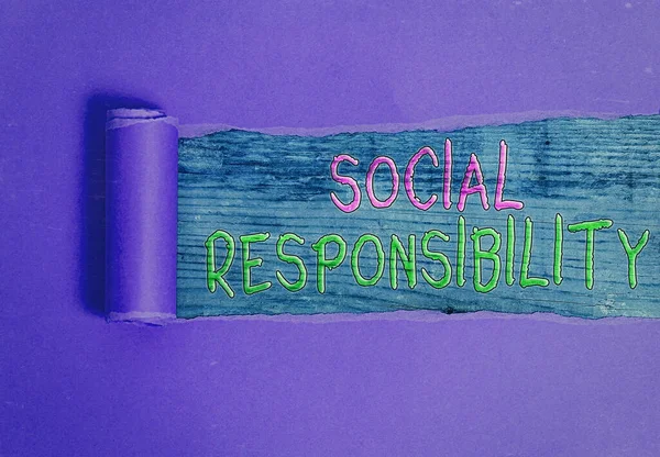 Концептуальный почерк, показывающий социальную ответственность. Обязанность в пользу баланса общества в жизни (фото для бизнеса) . — стоковое фото