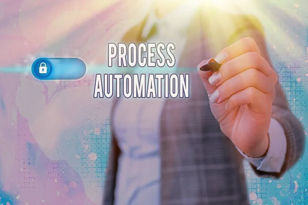 Nota de escritura que muestra la automatización de procesos. Foto de negocios mostrando Transformación Robótica Optimizada Para evitar Redundancia . —  Fotos de Stock