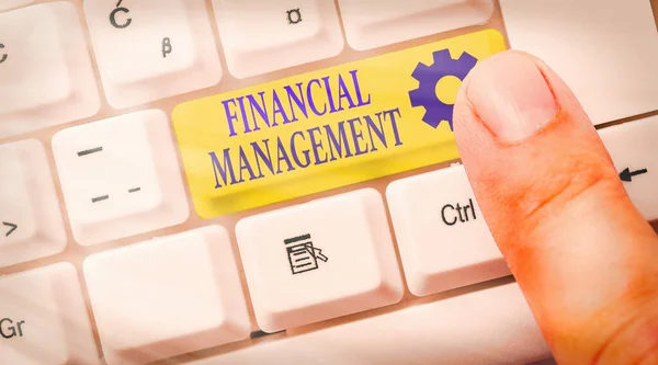 Textová značka ukazující finanční řízení. Koncepční foto efektivní a efektivní způsob, jak spravovat peníze a fondy. — Stock fotografie