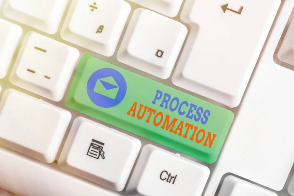 Написання тексту Автоматизація процесу. Концепція бізнесу для трансформації робототехніки щоб уникнути надмірності . — стокове фото