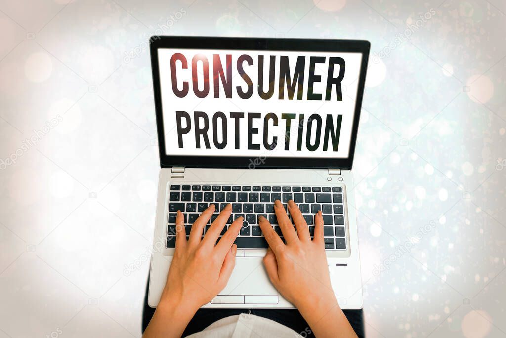 Writing note showing Consumer Protection. Business photo showcasing Fair Trade Laws to ensure Consumers Rights Protection.