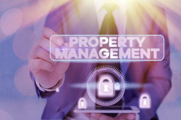 Kézírás szövegírás Property Management. Fogalommeghatározás A létesítmény ingatlanvagyonának megőrzött értékének felügyelete. — Stock Fotó
