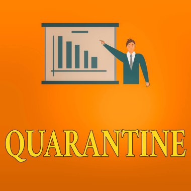 Karantina 'yı gösteren bir not yazıyorum. İş fotoğraflarında, iş adamlarının iş kıyafetlerindeki faaliyetlerinin engellendiği ya da nakliyesinin Tahta Çubuk Çizelgesi Kopyalama Alanını gösterilmesi.