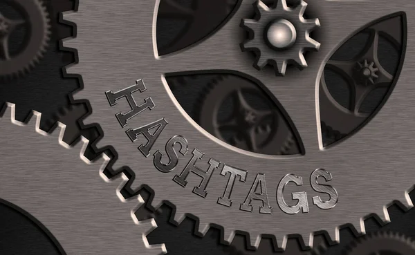 Palavra escrita texto Hashtags. Conceito de negócio para uma palavra ou frase precedida de um sinal de hash Tipo de tag de metadados . — Fotografia de Stock