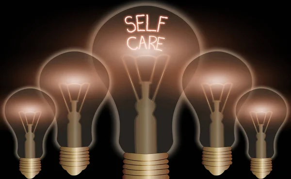 Texto de caligrafia Self Care. Conceito que significa prática de agir preservar ou melhorar a própria saúde . — Fotografia de Stock