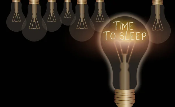 Εννοιολογική γραφή χεριών που δείχνει Ώρα για ύπνο. Επαγγελματικό φωτογραφικό κείμενο μια φυσική περίοδο του ύπνου ή να είναι σε κατάσταση αδράνειας. — Φωτογραφία Αρχείου