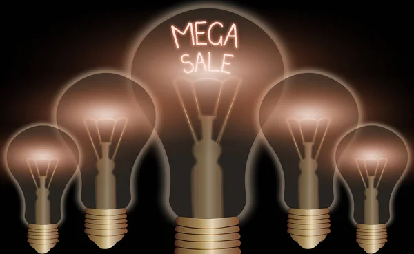 Skrivtext Mega Sale. Begreppet mening Dagen full av speciella shopping erbjudanden och stora rabatter. — Stockfoto