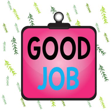 El yazısı. İyi iş. Kavram demek, birini çok çalışıp kazanması için teşvik etmek ya da başarılı olmak demek. Pano renkli arka plan klipsi boş tahta çerçeveyi sıkıştır.