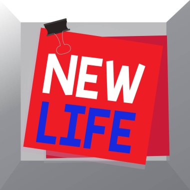 Yeni Hayat 'ı gösteren kavramsal el yazısı. Hoş olmayan bir deneyimden sonra iyileşen iş fotoğrafı gösterimi kariyer başlat ya da değiştir Kağıt yapıştırıcı yapıştırıcı renkli arkaplan anımsatıcı bildirisi.