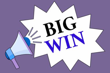 El yazısı Büyük Kazanç. Kavram, ses efekti simgesi ve Boş Jagged Çığlık Baloncuğu ile Megafon oyunundaki başarının kazandığı önemli bir ödül demektir..