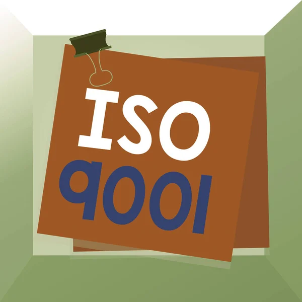 Konzeptionelle Handschrift, die Iso 9001 zeigt. Geschäftsfoto, das entworfene Hilfeorganisationen zeigt, um sicherzustellen, dass die Bedürfnisse der Kunden erfüllt werden.. — Stockfoto