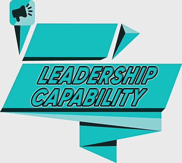 Slovo psaní textu Leadership Capability. Obchodní koncept pro to, co vůdce může vybudovat Kapacita vést efektivně čtyřúhelníkový abstraktní tvar Tvorba vodorovné grafiky Megaphone. — Stock fotografie