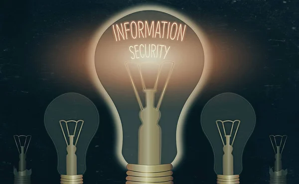 Escrevendo uma nota mostrando Segurança da Informação. Foto de negócios mostrando INFOSEC Prevenindo Acesso Não Autorizado Protegido . — Fotografia de Stock