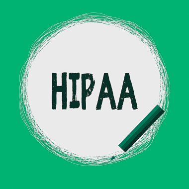 Kelime yazma metni Hipaa. Kısaltma için iş konsepti, Beyaz Katı Çemberde Kalem kullanarak dairesel çizgilerin Serbest Yazılabilirlik Hesabı anlamına gelir.