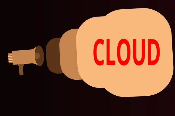 Handschrift tekst Cloud. Concept betekent alles wat betrekking heeft op het leveren van gehoste diensten via het internet Megafoon maken van openbare aankondiging Speech Bubble wordt groter en dichter. — Stockfoto