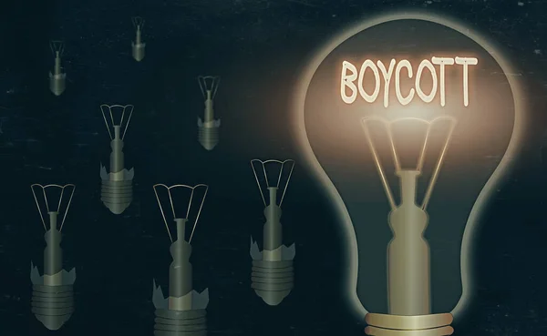 Un cartello che mostra il boicottaggio. Foto concettuale smettere di acquistare o utilizzare i beni o servizi di una determinata azienda . — Foto Stock