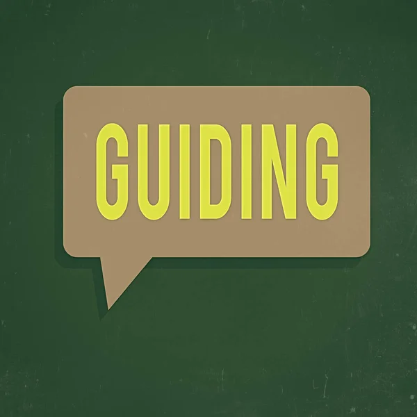 Writing note showing Guiding. Business photo showcasing to show someone how to do something difficult Indicate the way Rectangular Speech Bubble in Solid Color and Shadow Visual Expression.