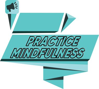 Kelime yazma metni Farkındalığı. Bir Rahatlama Durumu için iş konsepti Meditasyon Dörtgensel Abstrakt Şekil Oluşturma Şeklinin bir formu Yatay Grafiksel Megafon.