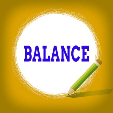 Dengeyi gösteren kavramsal el yazısı. Dairesel çizgilerin huzur ve ahenk içinde yaşamasını sağlayan Beyaz Kalem Çemberi 'ni kullanarak denge ya da eşitlik durumunu gösteren iş fotoğrafı.