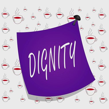 Haysiyet gösteren bir not yazıyorum. İş fotoğrafı gösterme Kalitesi Onura layık olmak Ciddi davranış tarzı Kavisli hatırlatıcı kağıt not Renkli yüzey iğnesi çerçevesi.