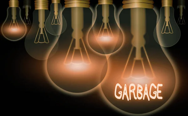 Word writing text Garbage. Geschäftskonzept für Abfälle oder unerwünschte Dinge, die man wegwirft. — Stockfoto