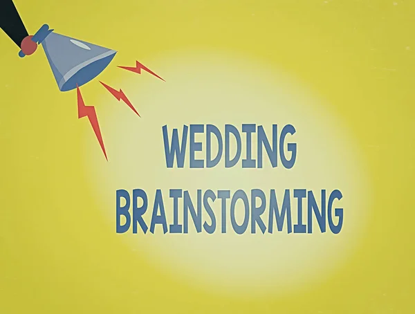 Γραπτό σημείωμα που δείχνει το Wedding Brainstorming Επαγγελματική φωτογραφία προβολή Παντρεύεται σε μια οικονομική διάσπαση της τράπεζας ανάλυση Hu Holding Megaphone με εφέ Lightning ήχου. — Φωτογραφία Αρχείου