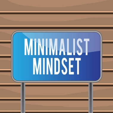 Minimalist zihniyeti gösteren kavramsal el yazısı. İş fotoğrafı metni Clutter Metalik boş panel tahtası eklenmeden hayatın neler sunabileceğinin daha farkında olun.