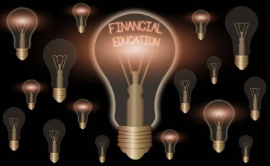 Finansal Eğitim el yazısı metni. Kavram, Finans ve Yatırım gibi parasal alanları anlamak anlamına gelir.