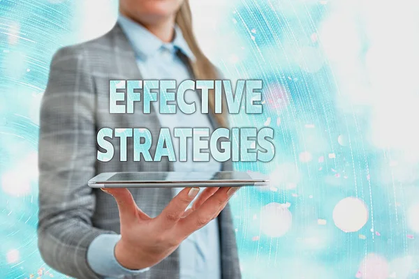 Conceptual hand writing showing Effective Strategies. Business photo showcasing Sound Tactical Scheme Powerful Operational Decisions. — Stock Photo, Image