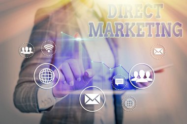 Direkt Pazarlama el yazısı metni. Kavram, halka ürün veya hizmet satma işi anlamına gelir.