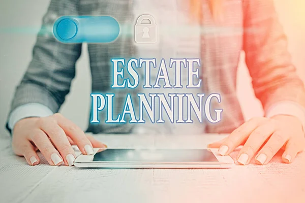 Writing note showing Estate Planning. Business photo showcasing The management and disposal of that an individual s is estate.