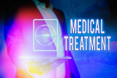 El yazısı, tıbbi tedavi. Hastalıkla mücadele için yönetim ve hastanın bakımı anlamında kavram.