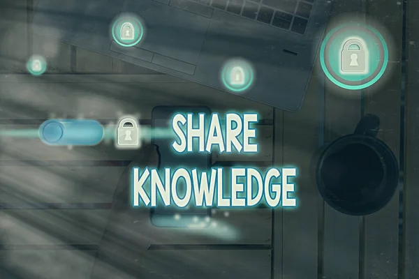 Text sign showing Share Knowledge. Conceptual photo teaching others what I learnt before Giving lectures.