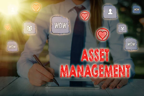 Note d'écriture montrant la gestion des actifs. Photo d'affaires montrant le processus systématique de fonctionnement et d'aliénation des actifs . — Photo