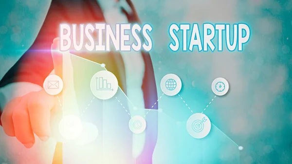 Manuscrito texto Business Startup. Conceito significado Colocar um novo empreendimento de comércio Fresh Undertaking . — Fotografia de Stock