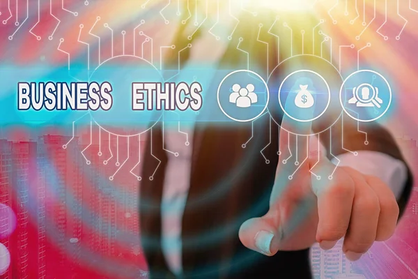 Word writing text Business Ethics. Business concept for Moral principles that guide the way a business behaves. — Stock Photo, Image