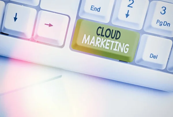 Textskylt med Cloud Marketing. Konceptuell bild Processen för en organisation att marknadsföra sina tjänster. — Stockfoto