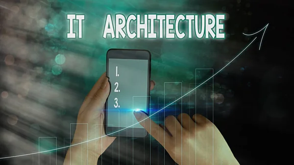 Signo de texto que muestra It Architecture. Fotografía conceptual La arquitectura se aplica al proceso de estructura general . — Foto de Stock