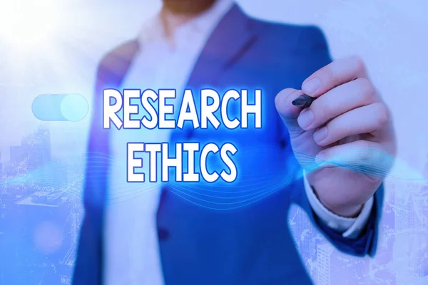 Szövegírás Kutatási etika. Üzleti koncepció az etikai kérdések elemzése iránt érdeklődő . — Stock Fotó