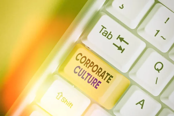 Handwriting text writing Corporate Culture. Concept meaning Beliefs and ideas that a company has Shared values.
