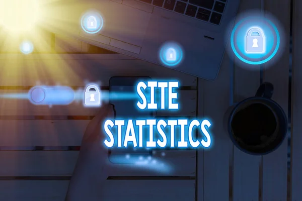 Signo de texto que muestra las estadísticas del sitio. Medición conceptual de la foto del comportamiento de los visitantes a cierto sitio web . —  Fotos de Stock