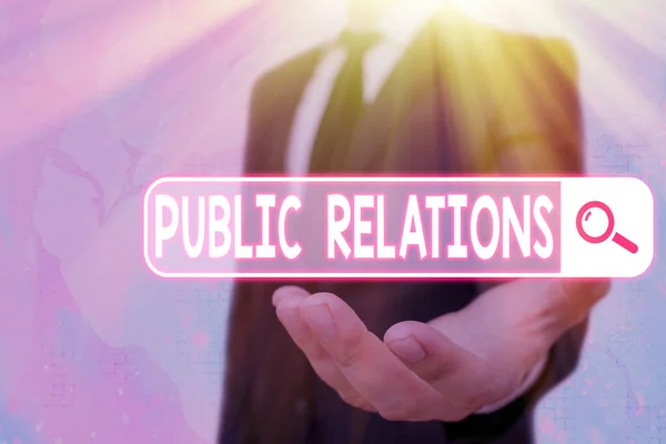 Konceptuální rukopis ukazující Public Relations. Business photo text praxe řízení šíření informací mezi jednotlivými. — Stock fotografie