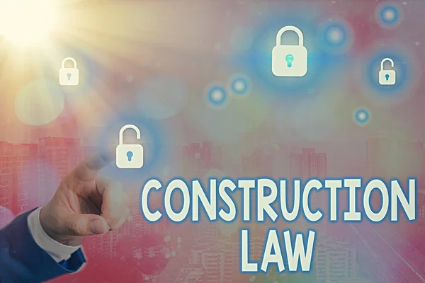 Signo de texto que muestra la Ley de Construcción. Fotografías conceptuales sobre temas relacionados con la construcción y campos relacionados . — Foto de Stock