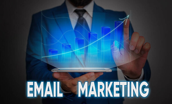 Handwriting text Email Marketing. Concept meaning Sending a commercial message to a group of showing using mail.