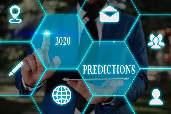 Notiz mit den Prognosen für 2020. Business-Foto zeigt Liste der Dinge, die Sie glauben, dass es ohne Beweise passieren wird. — Stockfoto