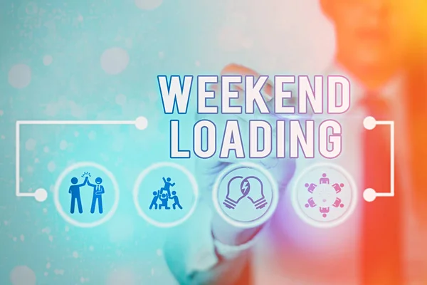 A Weekend Loading-et bemutató feljegyzés. Üzleti fotó bemutatása Kezdő péntek fél pihenni boldog időt pihenés Nyaralás. — Stock Fotó