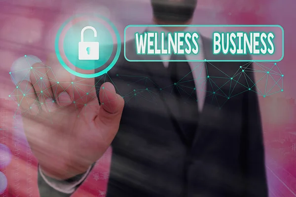 A Wellness Business feliratú szöveg. Fogalmi fotó Professzionális vállalkozás összpontosítva az egészség az elme és a test. — Stock Fotó
