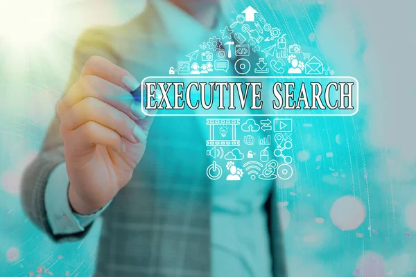 Schreiben Notiz zeigt Executive Search. Business-Foto zeigt Personaldienstleister bei der Kandidatensuche. — Stockfoto